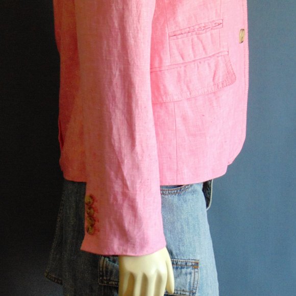 J.Crew Pink Linen Schoolboy Jacket 10 - Picture 7 of 9